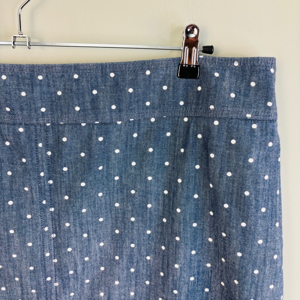 Talbots Woman Chambray Polka Dot Skirt Size 18W